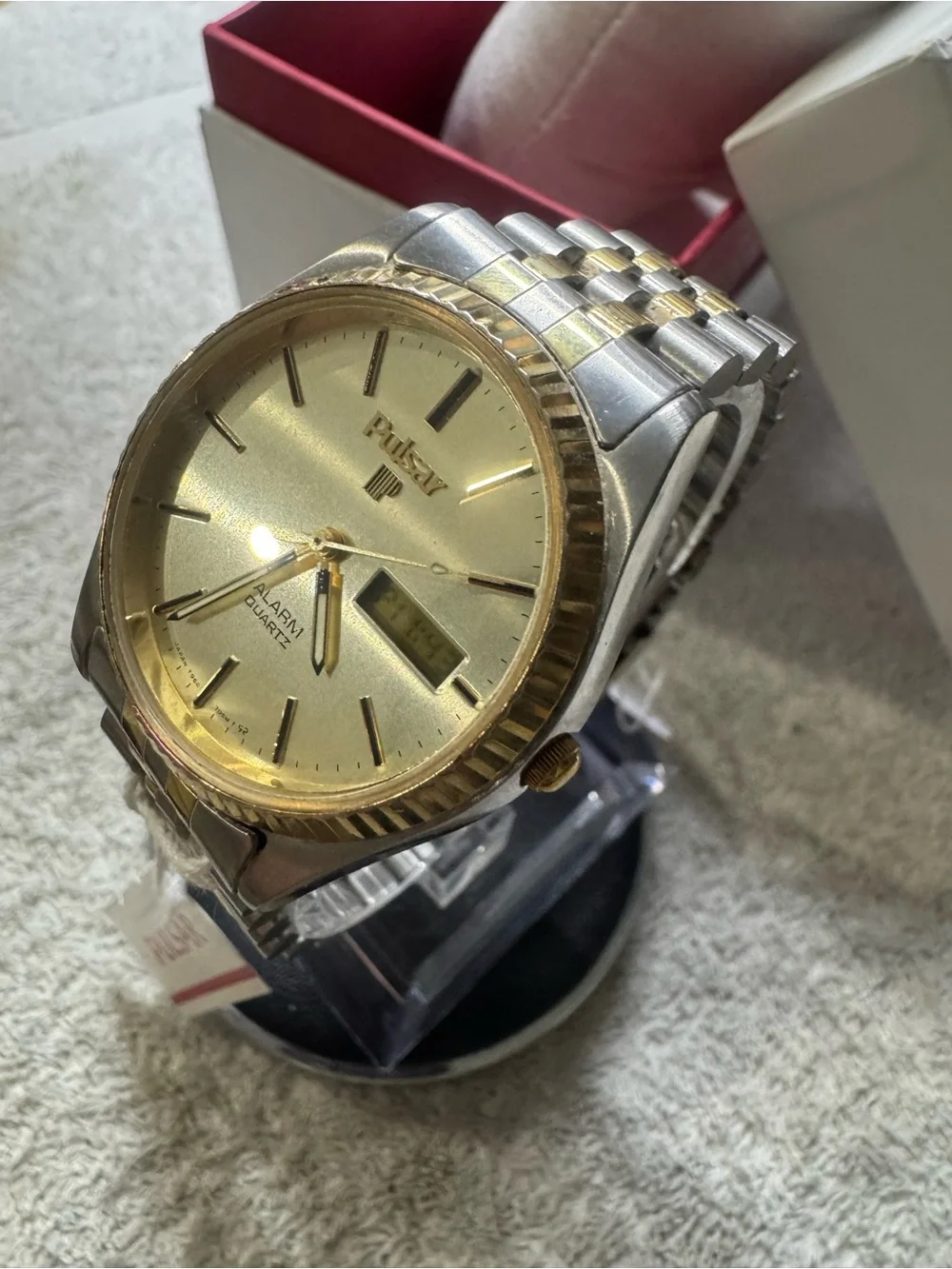 Pulsar Two-Tone Gold and Silver Analog-Digital Alarm Watch